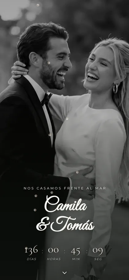 Portada de una invitacion digital de boda en el celular