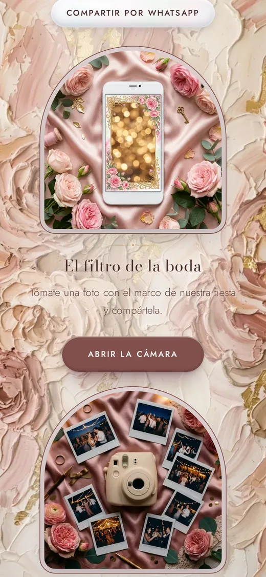 El filtro de la boda en una invitación real: tómate una foto con el marco de la fiesta